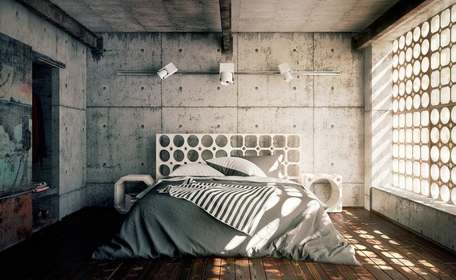 Спальня в стиле лофт Индастриал