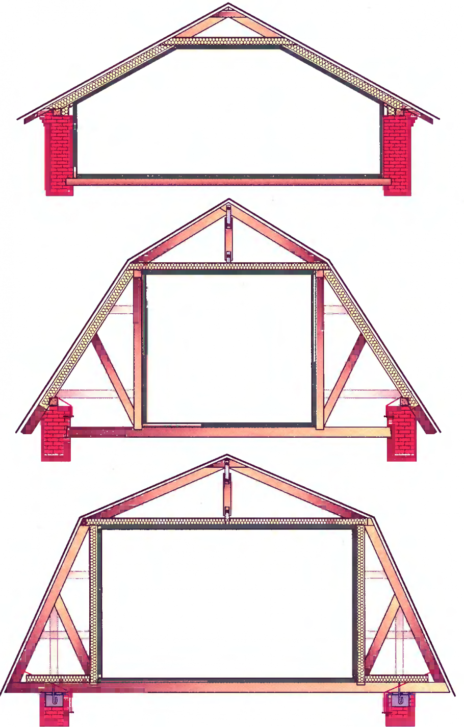 Каркас мансардной крыши двухскатной крыши