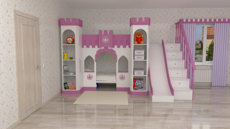 Кровать замок с горкой