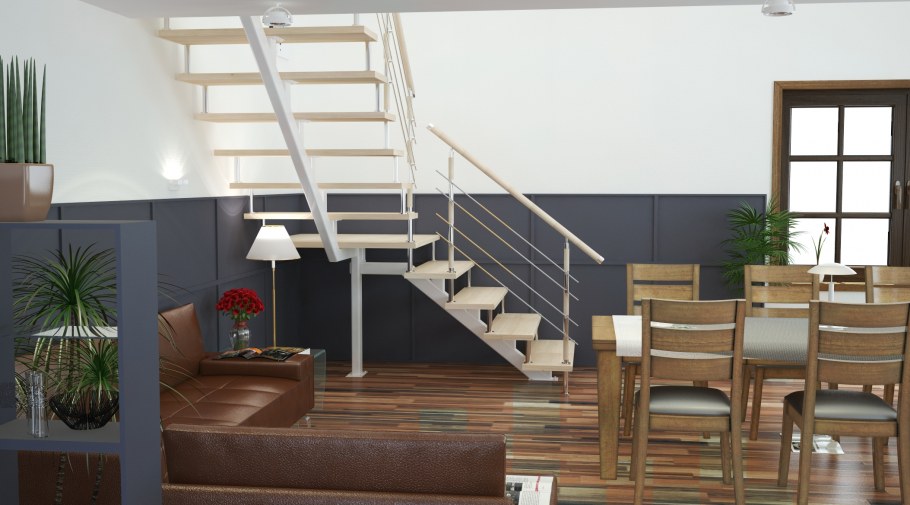 Лестница на монокосоуре г-образная