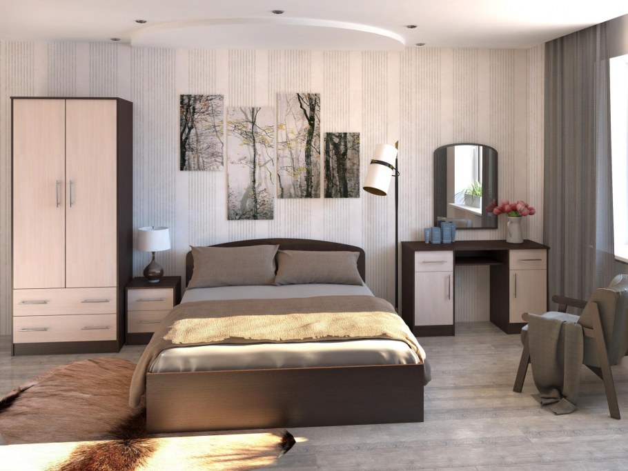 Спальный гарнитур в светлых тонах