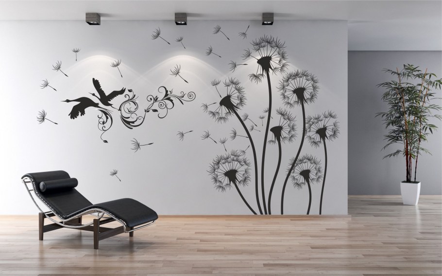 Одуванчик декор на стене