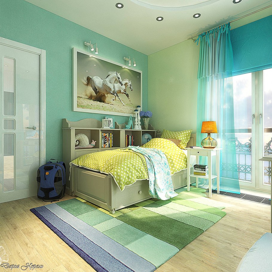 Бирюзовый в интерьере детской