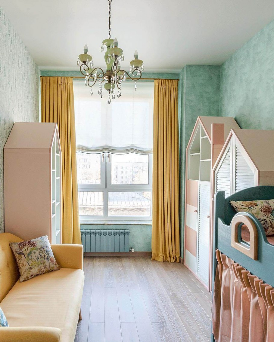 Голубой и желтый в интерьере