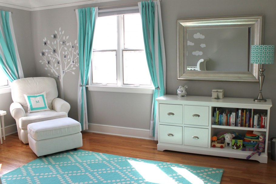 Детская в серо бирюзовом цвете