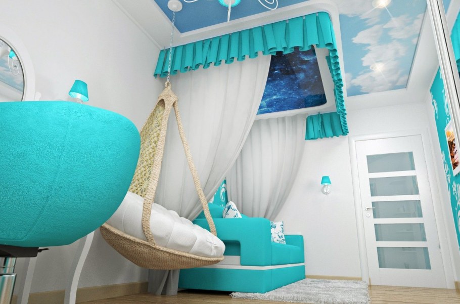 Детская комната в бирюзовых тонах