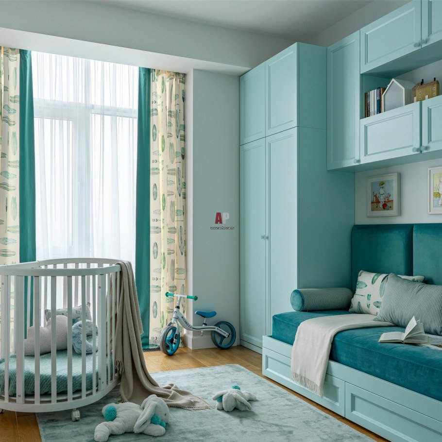 Бирюзовая спальня для младенца