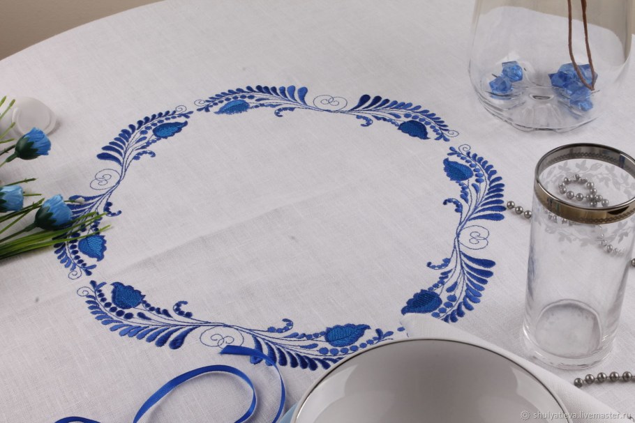 Часы тарелка Гжель