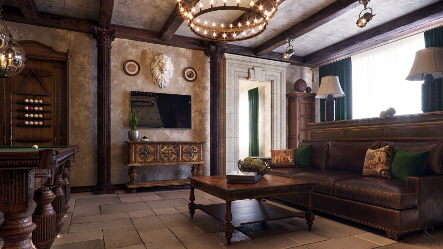 Гостиная в рыцарском стиле