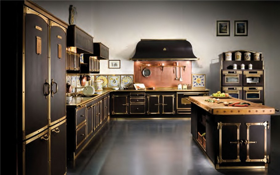 Медь в интерьере кухни