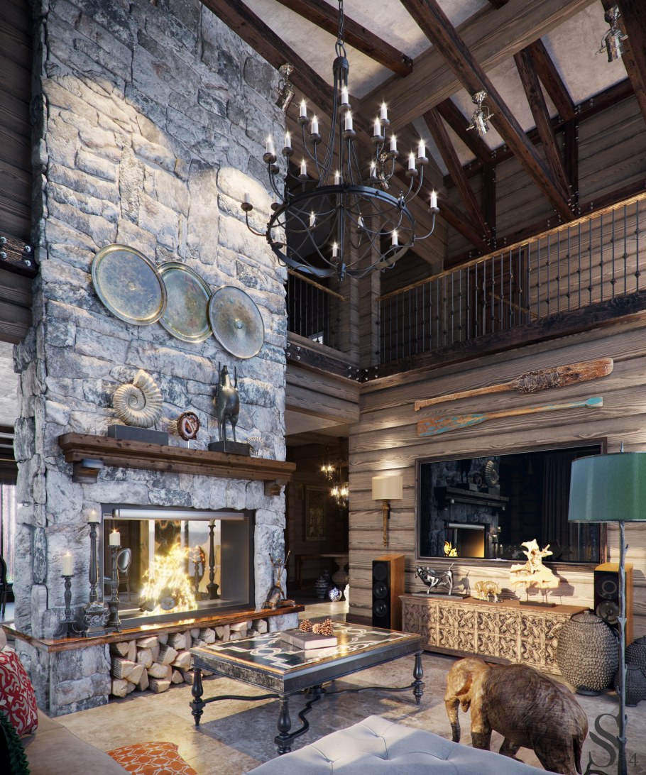 Кухня с медными вставками