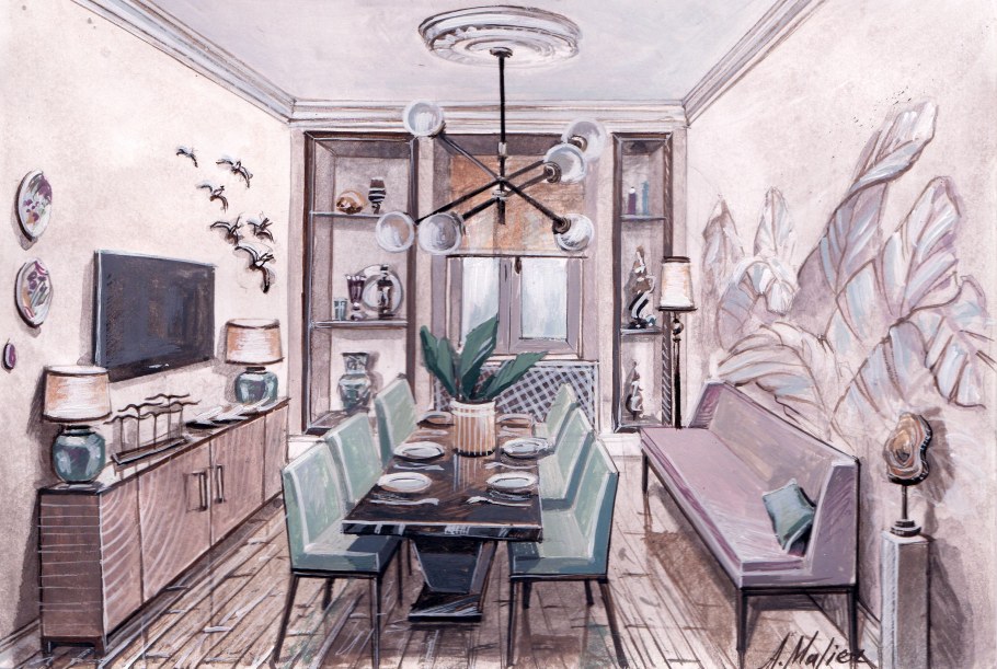 Английский стиль в интерьере скетч