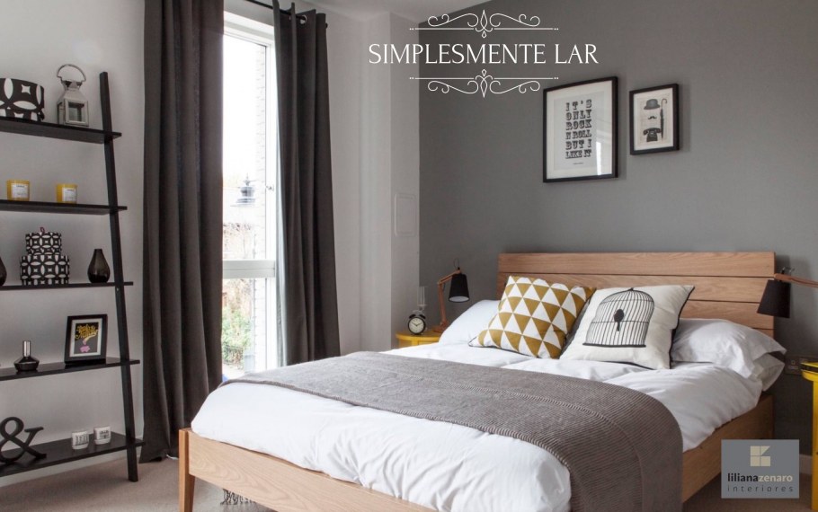 Серые стены и деревянная мебель