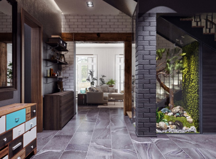 Интерьер коттеджа в стиле лофт