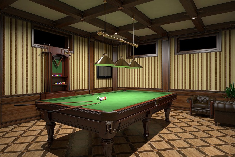 Отделка бильярдной комнаты