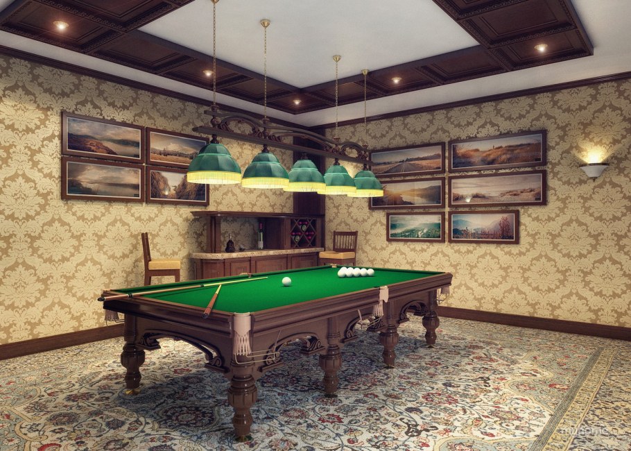 Отделка стен в бильярдной комнате
