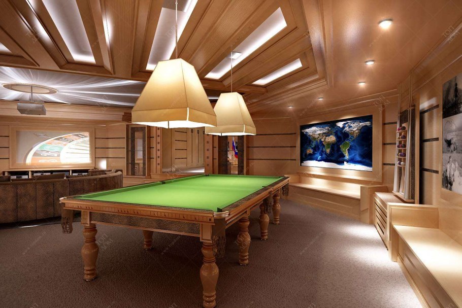 Бильярд в доме из клееного бруса