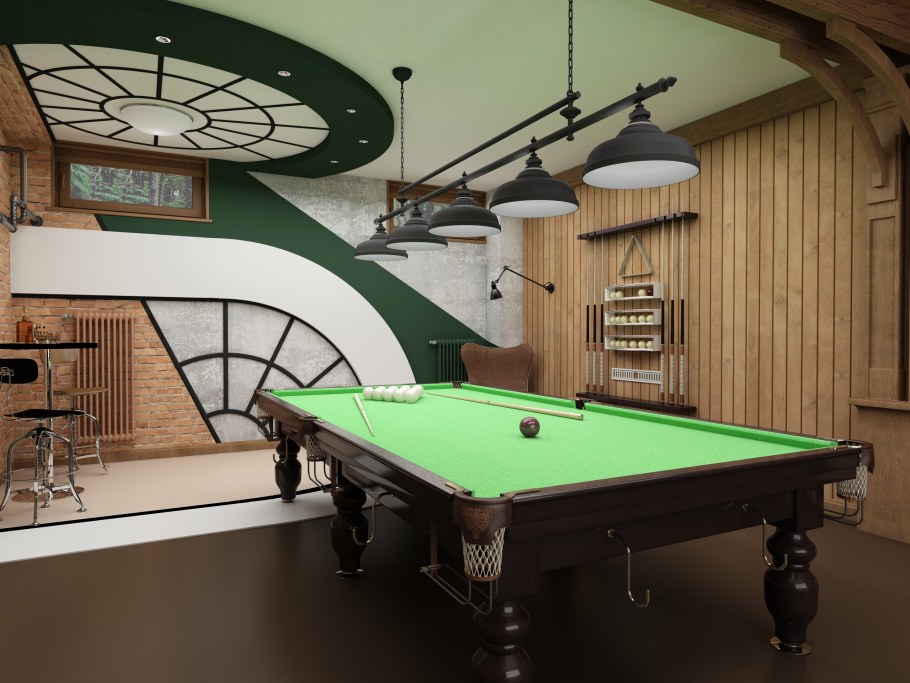 Интерьер для бильярдной комнаты на даче