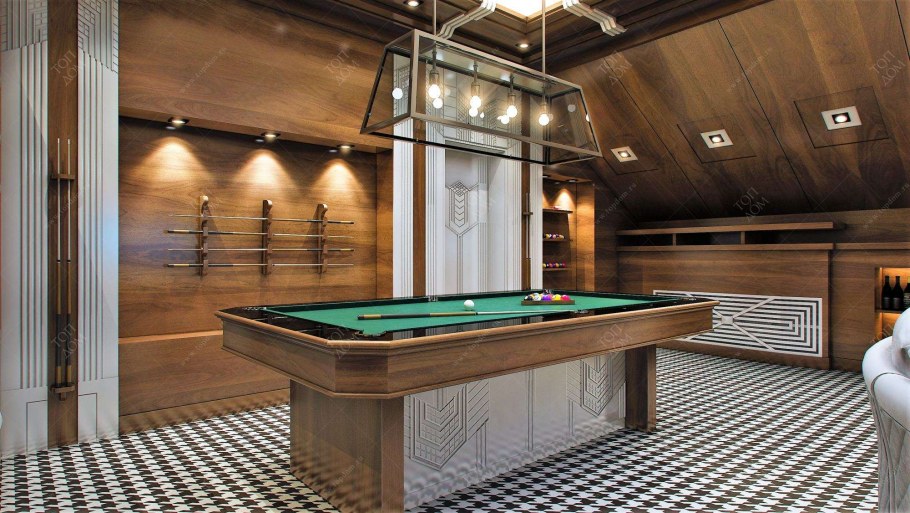 Бильярдная отделка деревом