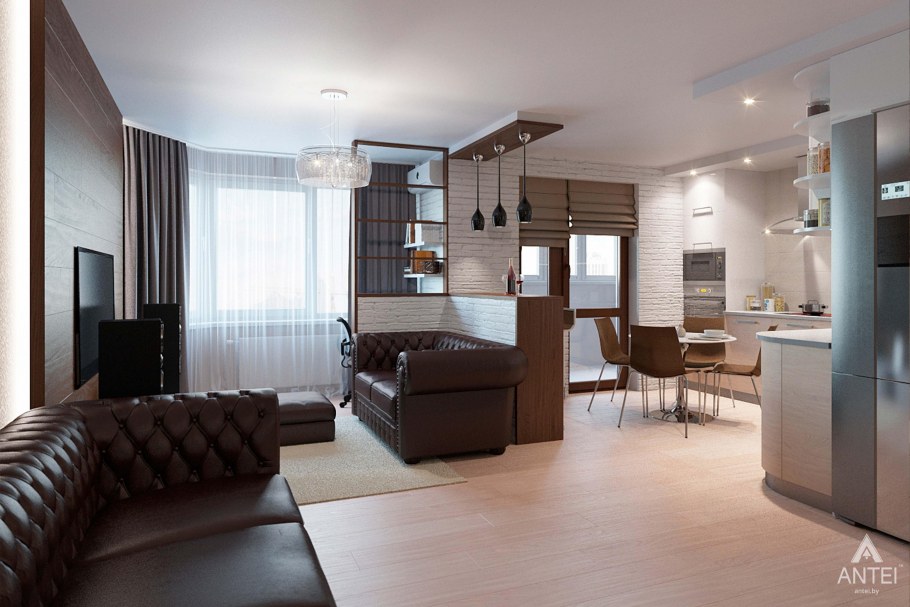 Гостиная студия с кухней