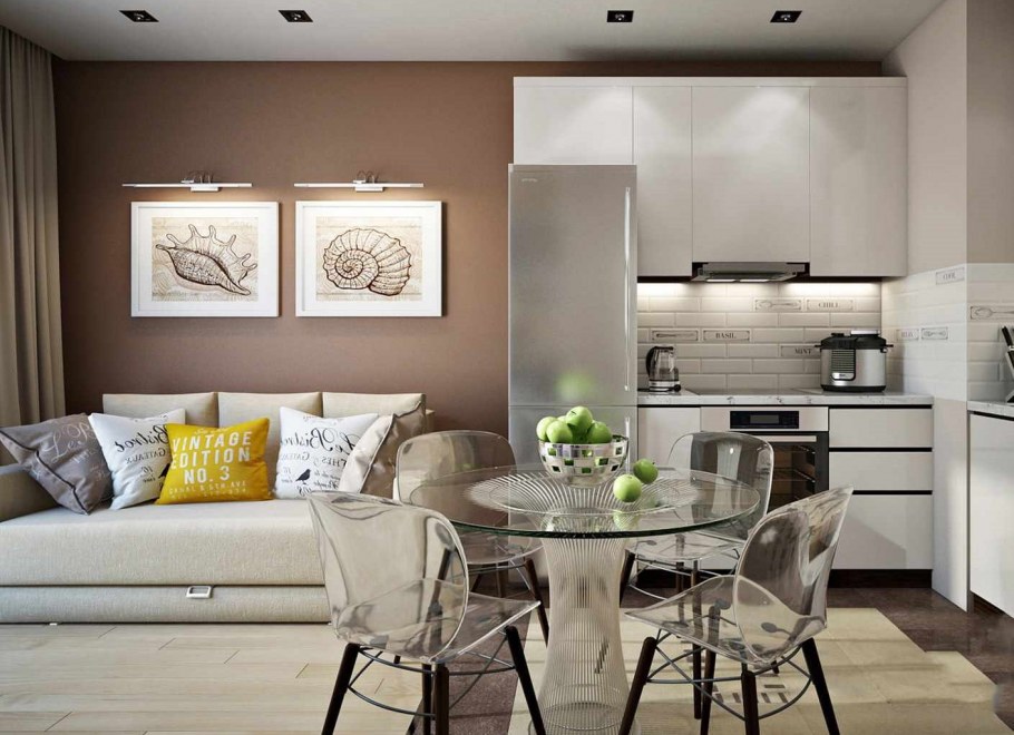 Кухня с гостинной 15кв м интерьер планировка