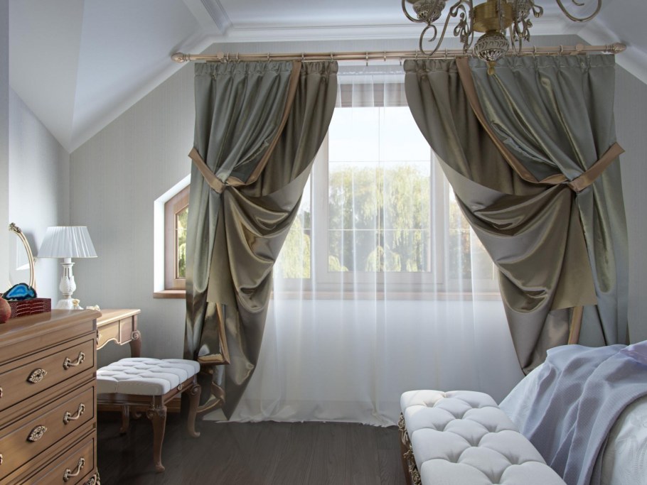Шторы с подхватами в интерьере