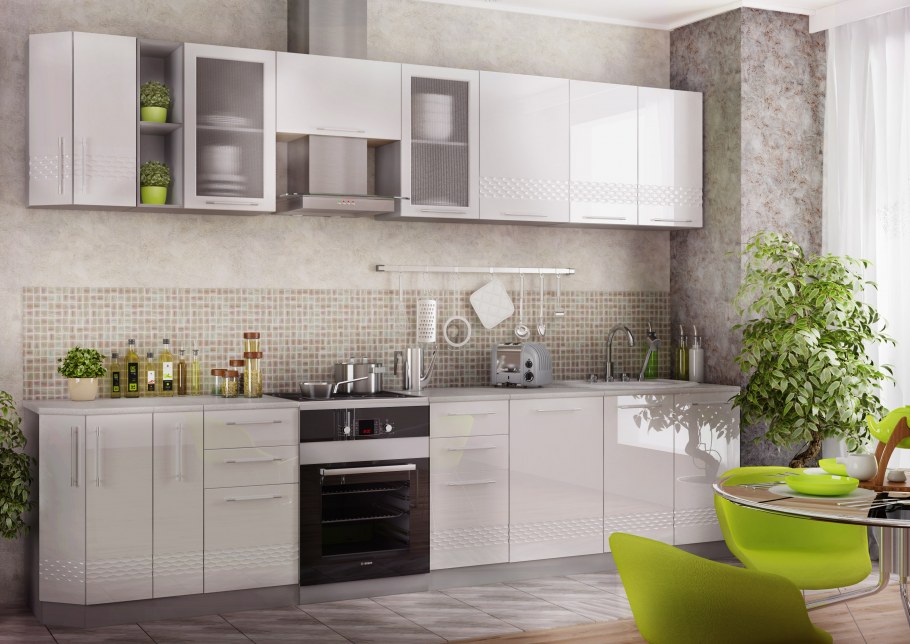 Кухня капля глянец ДСВ белая