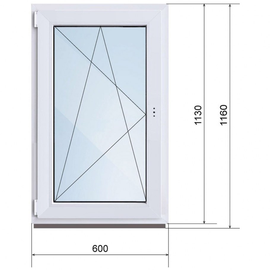 Окно пластиковое VEKA WHS Halo 600х500 мм 1 створка поворотная правая