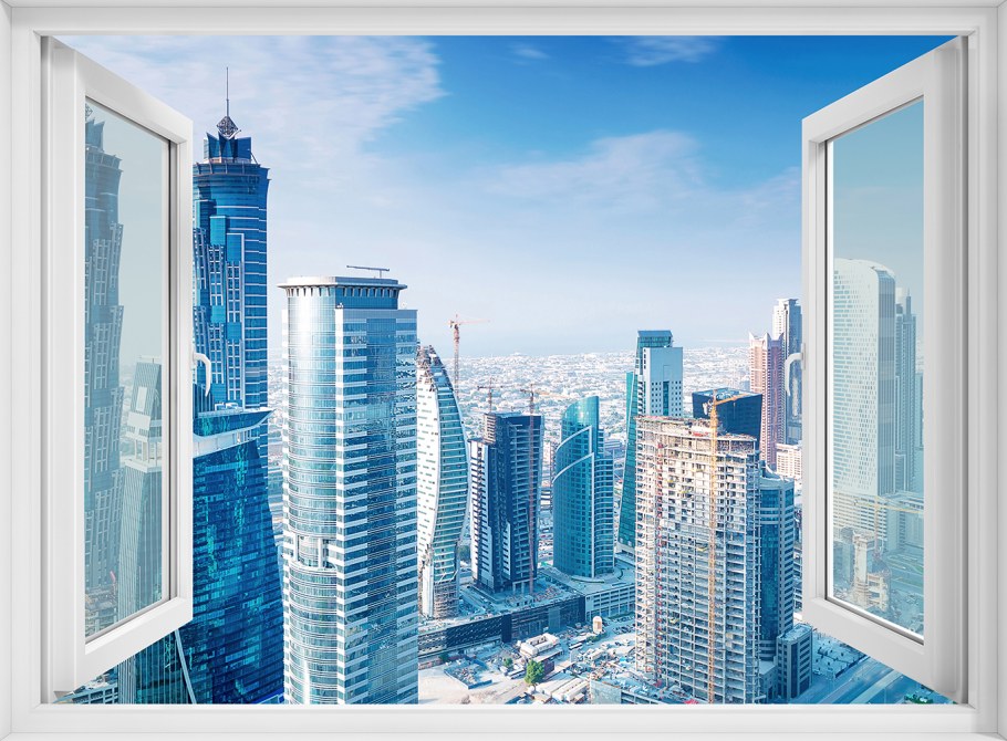 Фотообои вид из окна на город