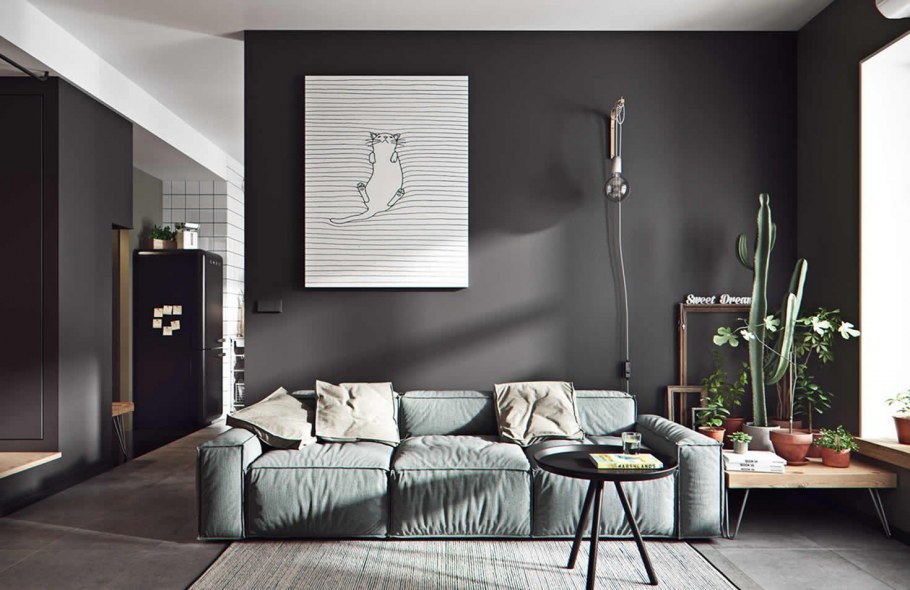 Темные стены в интерьере