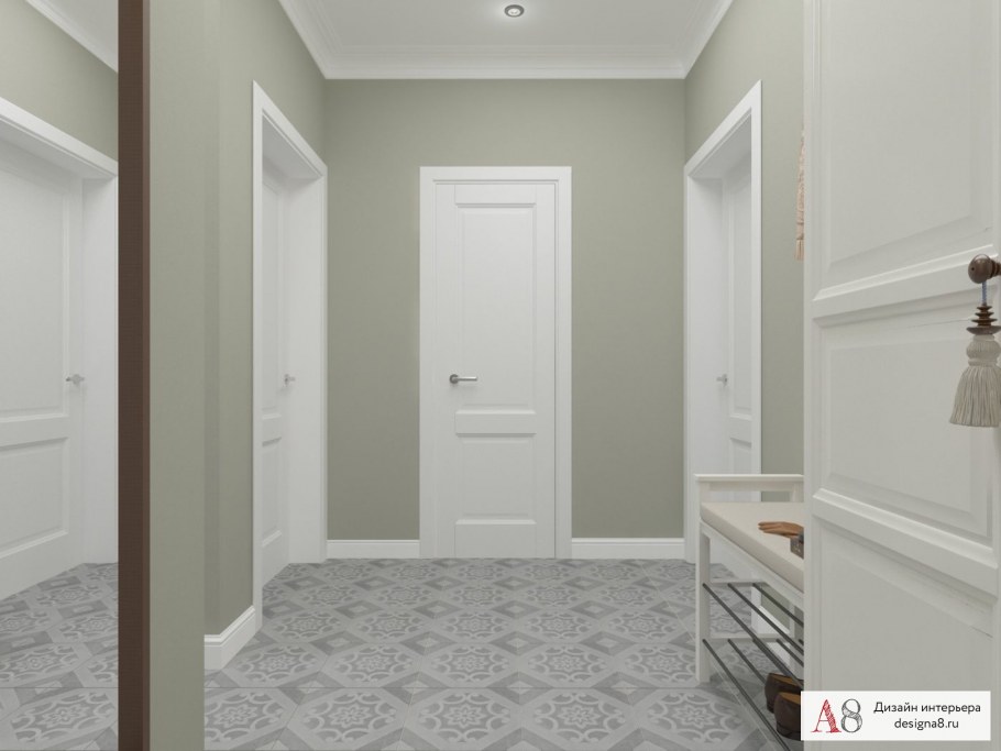 Прихожая светлый пол и двери