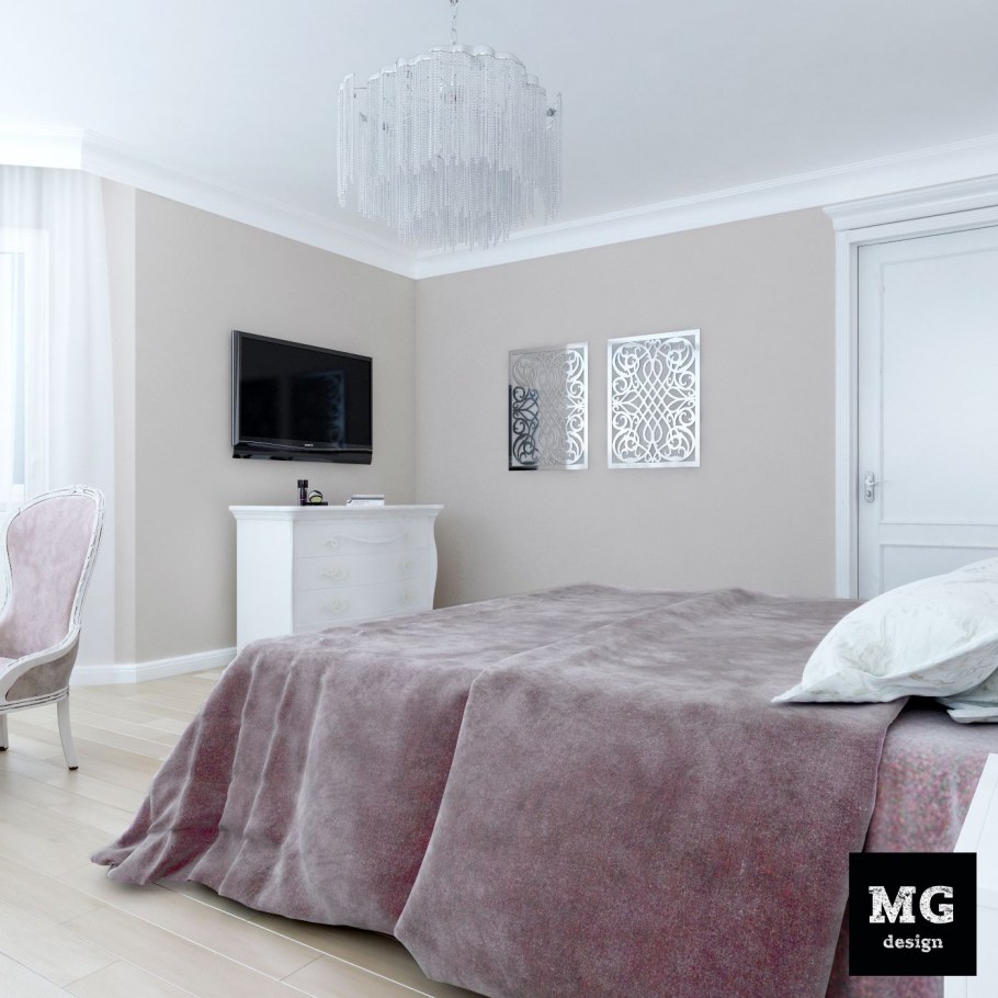 Интерьер спальни в пастельных тонах