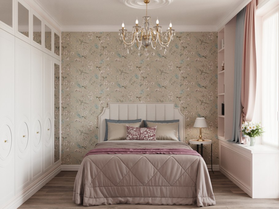 Спальня в пудровых оттенках