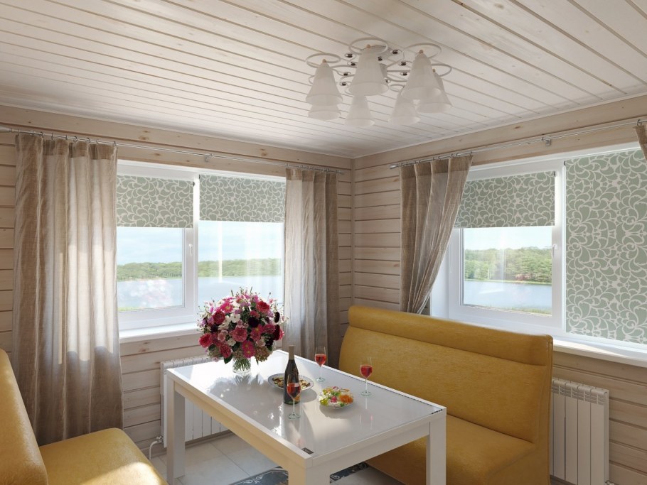 Обшивка потолка на даче