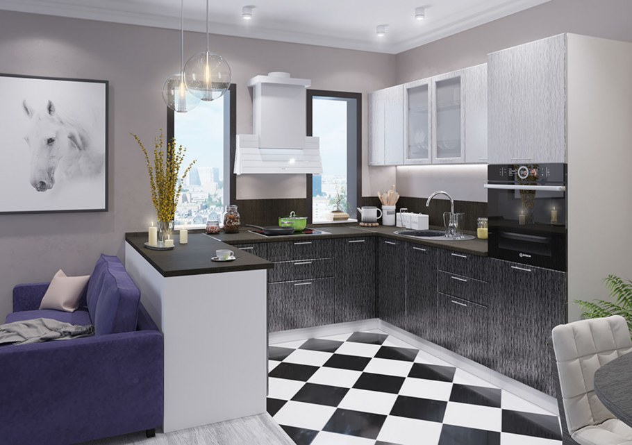 Кухня "Валерия-м страйп" черная