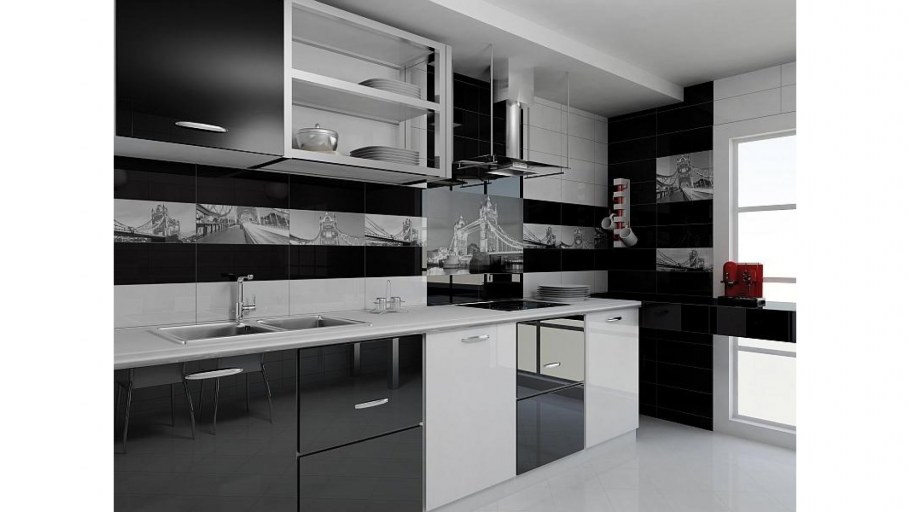 Черно белая кухня