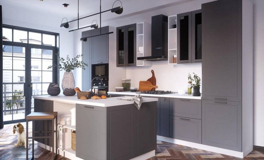 Угловая кухня белый глянец