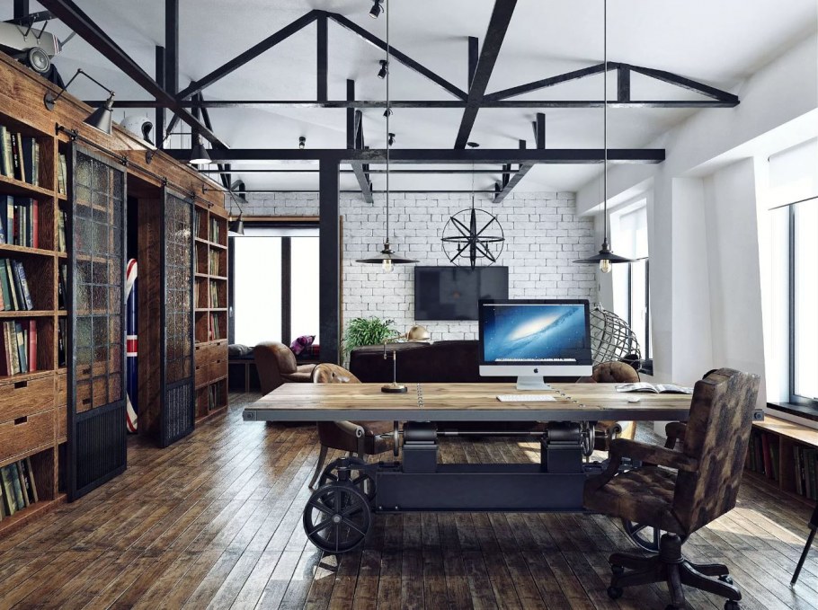Офисный кабинет в стиле лофт