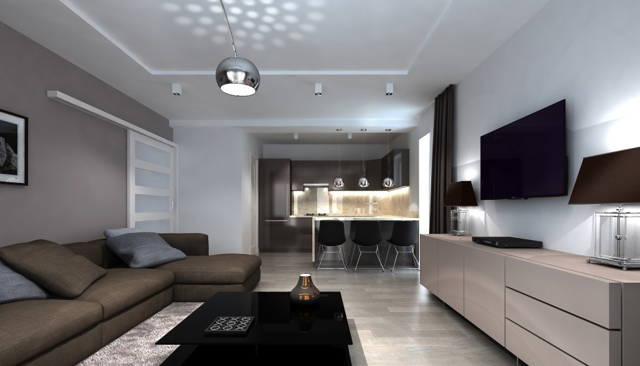 Квартира студия в темных тонах