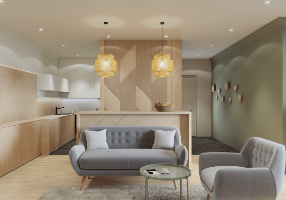 Однокомнатная квартира в пастельных тонах