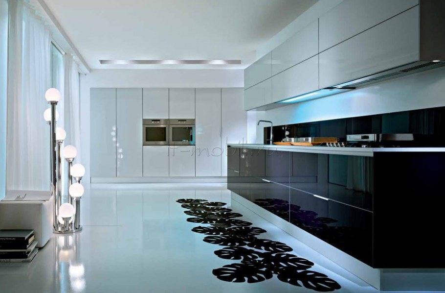 Глянцевые кухни в интерьере