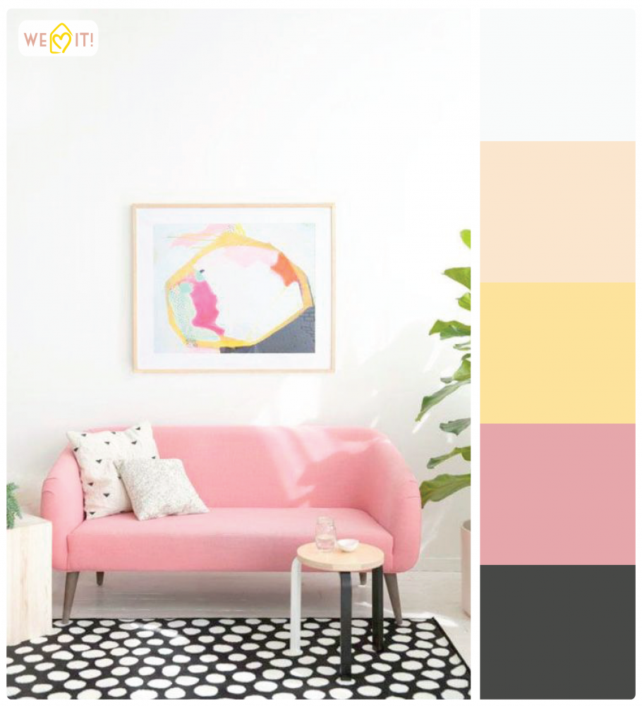 Розовый диван в интерьере