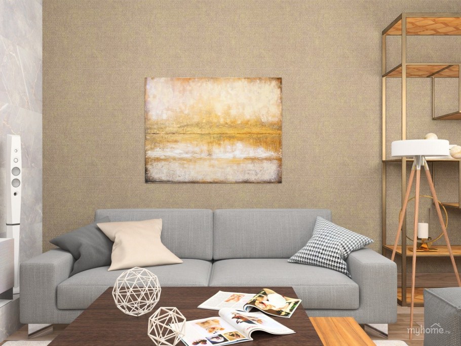 Льняные стены в интерьере гостиной