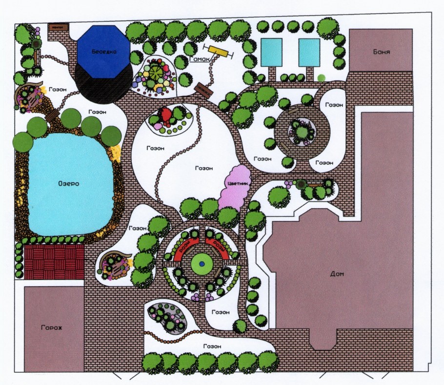 Английский пейзажный сад план