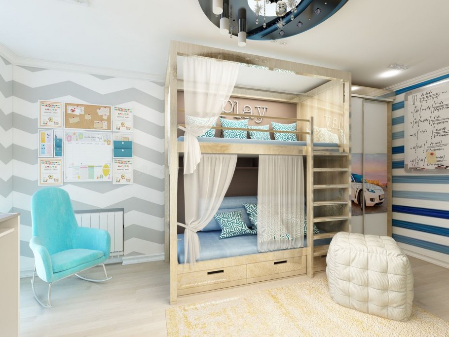 Стильная детская комната для двоих разнополых