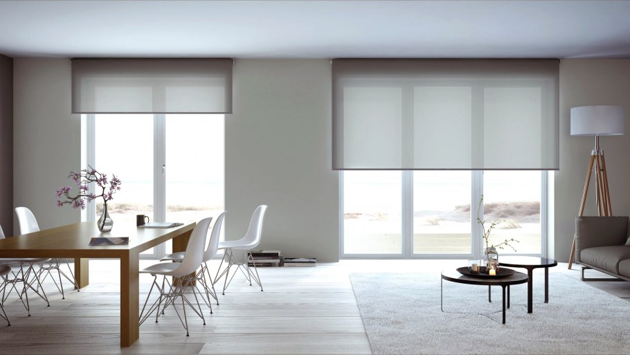 Шторы на панорамные окна в спальне