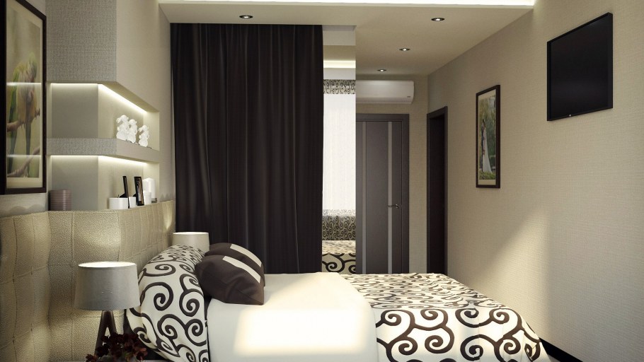 Спальня в темных тонах