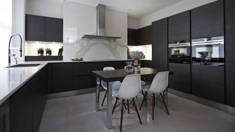 Серые стены в интерьере кухни