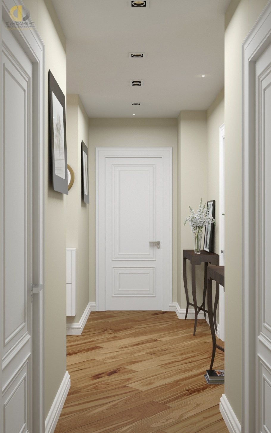 Светлые стены в коридоре