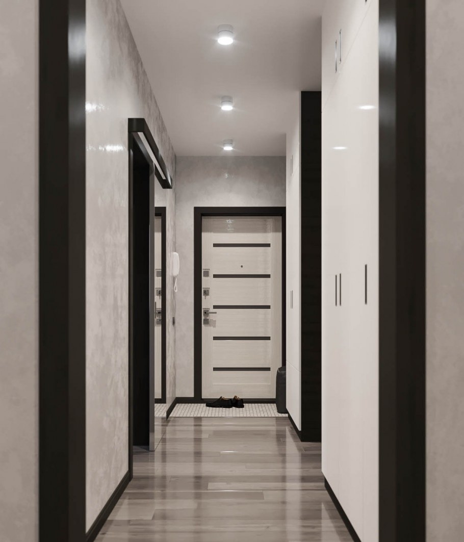 Светлые стены темные двери